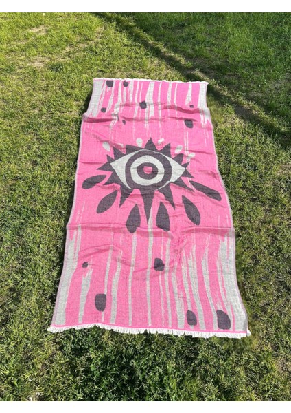 , %100 Pamuk, Desenli, Müslin, Pareo (85X195 Cm) - Pembe