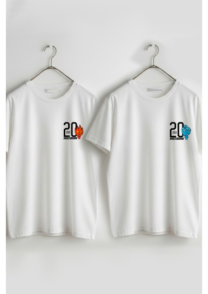 Kişiye Özel Ateş ve Su Tarih Baskılı Sevgili Kombini Sevgiliye Hediye Unisex T-Shirt/tişört fiyatları