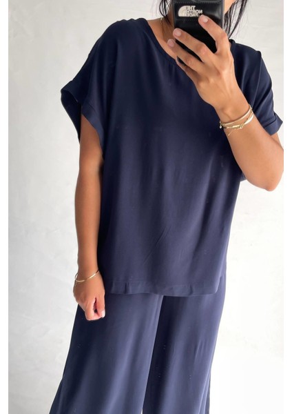 Lacivert Pamuk Pijama Takımı