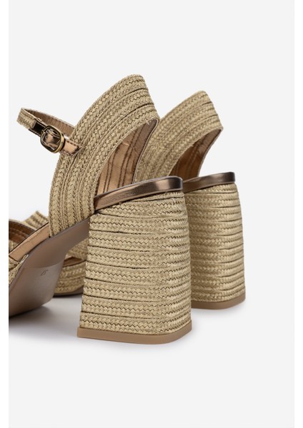 Kadın Vegan/tekstil Topuklu Sandalet 1141 HAVANA-002 Bn Sndlt Y25 Gold Rope fırsatları