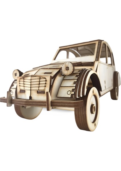 3D Citroën 2cv 1975 Ahşap Model - Klasik Citroën 2cv Ahşap Maket - 3D Hobi Puzzle modelleri