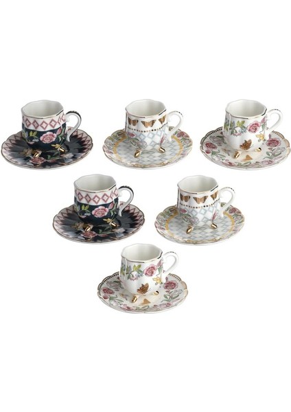 Lucky Art Evelyn Bone 6lı Ayaklı Kahve Fıncanı Setı