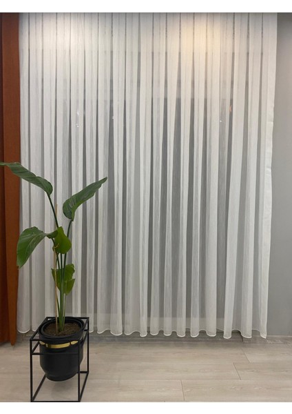 Venedik Armürlü Modern Şık Ekru Gümüş Simli Tül Perde 1/3 Sık Pileli modelleri