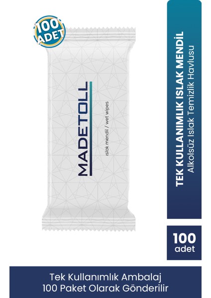 Tekli Islak Mendil 100'LÜ Paket - Alkolsüz Cilt Temizleyici Tüm Vücut Islak Temizlik Havlusu