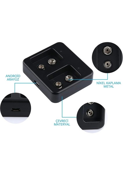 Siyah 2x9 Volt Pil Şarj Cihazı