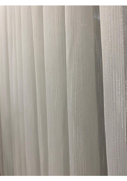 Venedik Armürlü Modern Şık Ekru Gold Simli Tül Perde 1/3 Sık Pileli