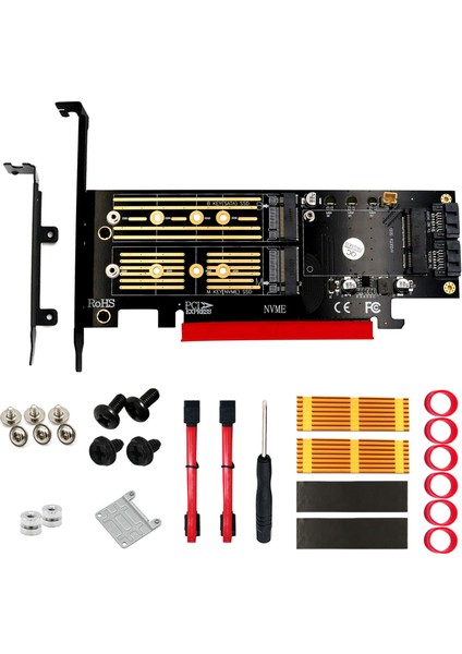 Sagrado 3'ü 1 Arada Msata ve M.2 Nvme Sata Ssd'den Pcı-E 4x'e ve Soğutuculu Sata3 Adaptörü Pcıe M.2 Ssd'yi (Yurt Dışından)