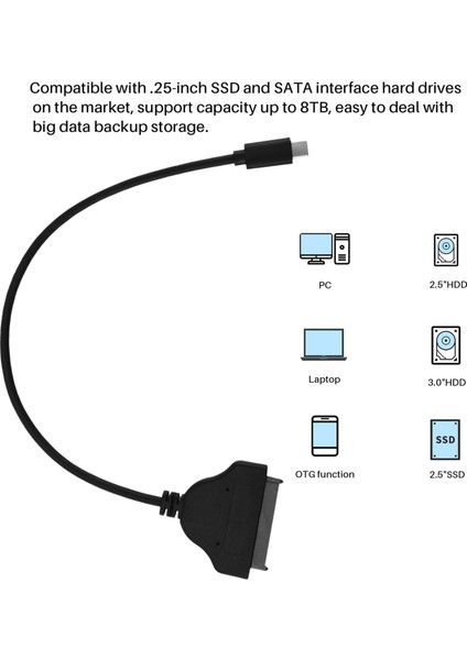 Sagrado Sata3.0 Kolay Sürücü Kablosu Type-C - Sata Adaptörü Usb3.0, 2,5 Inç Ssd/sata'yı (Yurt Dışından) modelleri
