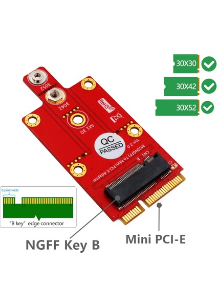 Sagrado 3g / 4g / 5g Modülü Için M.2 Anahtar B - Mini Pcı-E Adaptörü, 3042/3052 Tip M.2 Anahtar B Kart Boyutunu (Yurt Dışından) fiyatları