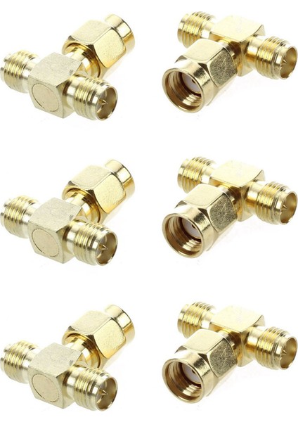 6 Adet Rp Sma Erkek - Iki Rp Sma Dişi Üçlü T Rf Adaptör Konnektörü 3 Yollu Splitter (Yurt Dışından)
