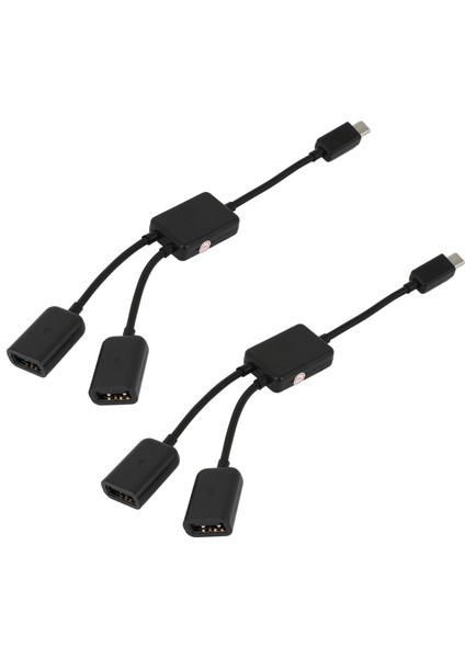 2x -Usb Kablosu, -Usb Erkek - 2x Tip A Çift USB Dişi Otg Adaptör Dönüştürücü Hub Android Için Siyah (Yurt Dışından)