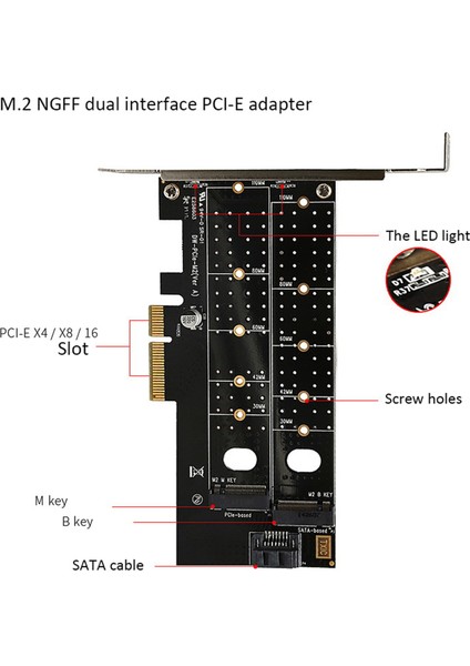 Sagrado Pcıe - M.2 Nvme SSD Ngff Adaptör Kartı Mkey + Bkey Çift Protokol Genişletme Kartı, 110 mm Genişletilmiş SSD Sabit Diski (Yurt Dışından) fırsatları