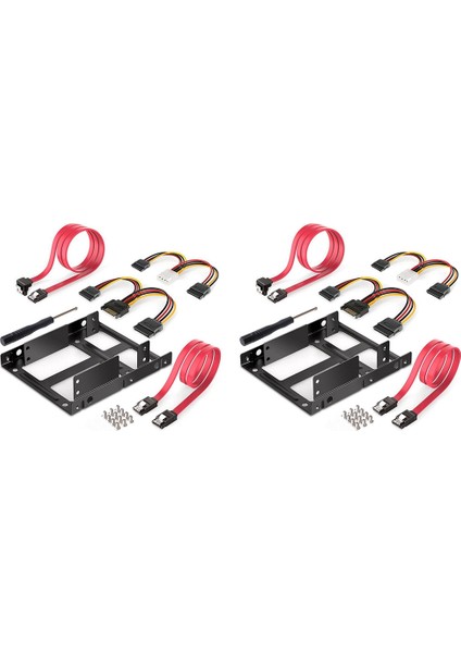 2x 2 2,5 Ila 3,5 Inç Harici HDD SSD Metal Montaj Kiti Sabit Disk Adaptör Braketi Sata Veri Güç Kabloları ile (Yurt Dışından)