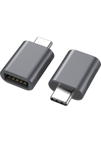 USB C - USB Adaptörü 2'li Paket, Tip C Erkek - USB 3.0 Dişi Adaptör Dizüstü Bilgisayarlar, Şarj Cihazları ve Daha Fazlası Için Otg Dönüştürücü, Gri (Yurt Dışından)