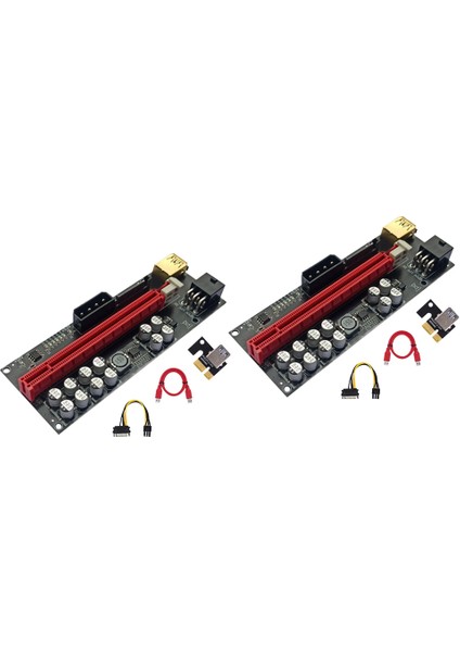 2 Adet VER018 Artı Pcı-E Yükseltici Kart Pcıe X1 To X16 USB 3.0 Sata Güç Kablosu Yükseltici Adaptör Grafik Kartı Için Gpu Madencilik (Yurt Dışından)