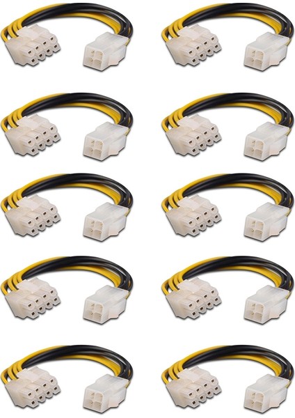 Sagrado 10 Adet 4 Pin Erkek 8 Pin Dişi Cpu Güç Dönüştürücü Uzatma Kablosu Adaptörü 4pin To 8pin Bilgisayar Konektörü Uzatma Kablosu (Yurt Dışından)