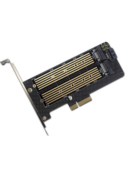 M.2 Nvme Ngff Ssd'den Pcıe X4 X8 X16 Kart Yuvasına Sata Çift Disk Adaptörü Genişletme Kartı Mkey Bkey Kablolamasını (Yurt Dışından)