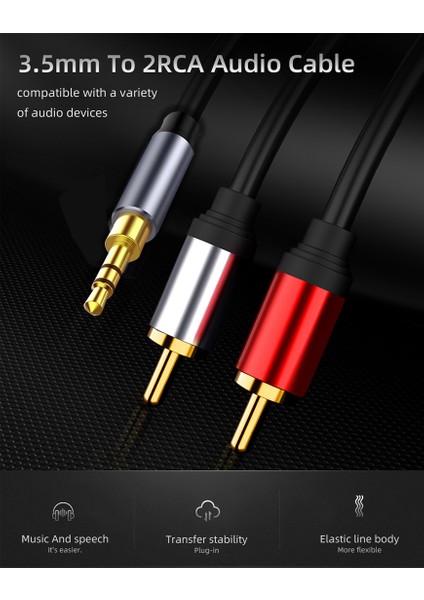 Sagrado 3.5mm 2rca Ses Kablosu Adaptörü Stereo 3.5 mm Splitter Kablo Aux Rca Y Kablosu Akıllı Telefon Hoparlörleri Tablet Mp3, 1 M (Yurt Dışından) modelleri