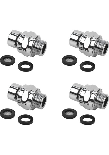 4x Pirinç Krom Küresel Mafsal Duş Kolu Başlığı Açısı Ayarlanabilir Döner Adaptör (Yurt Dışından)
