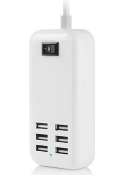 6 USB Bağlantı Noktası Telefon Şarj Cihazı Hub 10W 2A Masaüstü Duvar Soketi Şarj Uzatma Soketi Güç Adaptörü Için Ab Tak (Yurt Dışından)