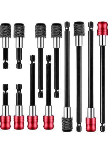 12 Adet Matkap Ucu Uzatma 1/4 Inç Altıgen Çubuk Soket Tornavida Ucu Tutucu ve Uzatma Chuck Adaptör Seti (Yurt Dışından)
