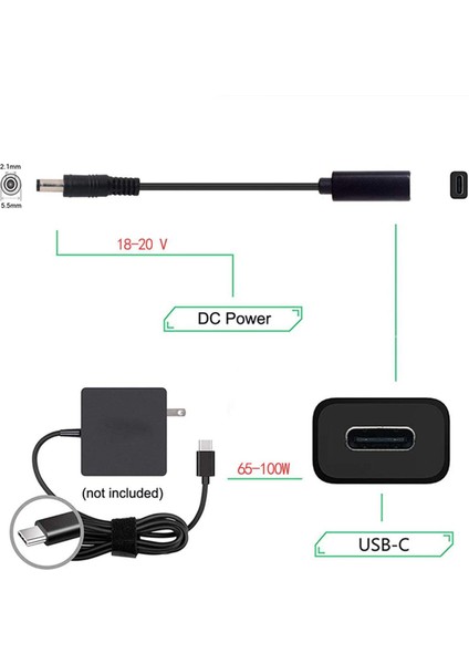 Sagrado USB Tip C Pd Güç Adaptörü Dönüştürücü Dc Fiş Konnektör Kablosu Kablosu 5.5x2.1mm Erkek Dizüstü Bilgisayar Adaptörü Için (Yurt Dışından)