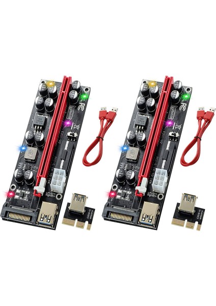 Sagrado 2 Paket Pcı-E Yükseltici Gpu Yükseltici Kartı 10 Kapasitör, 16X - 1x Pcie Express Eth Madenciliği Için Güçlendirilmiş Adaptör Kartı (Yurt Dışından)