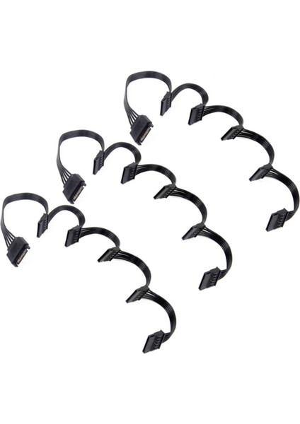 3x 15 Pin Sata Güç Uzatma Sabit Disk Kablosu 1 Erkek 5 Kadın Güç Kaynağı Splitter Adaptör Kablosu Dıy Pc Sever (Yurt Dışından)