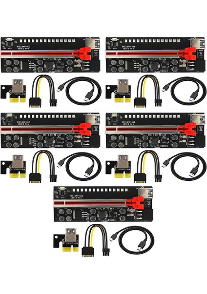 Sagrado 5 Adet Renkli Yükseltici VER12 Pro Pcı-E Pcıe Pcı Express Kart Gpu 1x X16 6pin Sata Adaptör Kablosu Madencilik Yükseltici Video Kartı Için (Yurt Dışından)