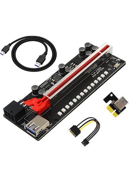 Sagrado 5 Adet Renkli Yükseltici VER12 Pro Pcı-E Pcıe Pcı Express Kart Gpu 1x X16 6pin Sata Adaptör Kablosu Madencilik Yükseltici Video Kartı Için (Yurt Dışından)