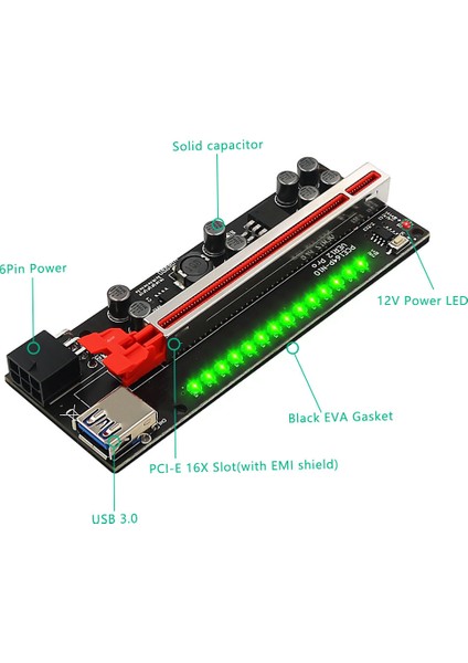 Sagrado 5 Adet Renkli Yükseltici VER12 Pro Pcı-E Pcıe Pcı Express Kart Gpu 1x X16 6pin Sata Adaptör Kablosu Madencilik Yükseltici Video Kartı Için (Yurt Dışından)