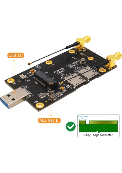 Sagrado 3g/4g/5g Modülü Için Çift Nano Yuvalı Ngff(M.2) - USB 3.0 Adaptörü, 3042/3052 Tip M.2 Anahtar B Kartını (Yurt Dışından)