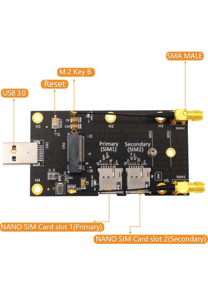Sagrado 3g/4g/5g Modülü Için Çift Nano Yuvalı Ngff(M.2) - USB 3.0 Adaptörü, 3042/3052 Tip M.2 Anahtar B Kartını (Yurt Dışından)