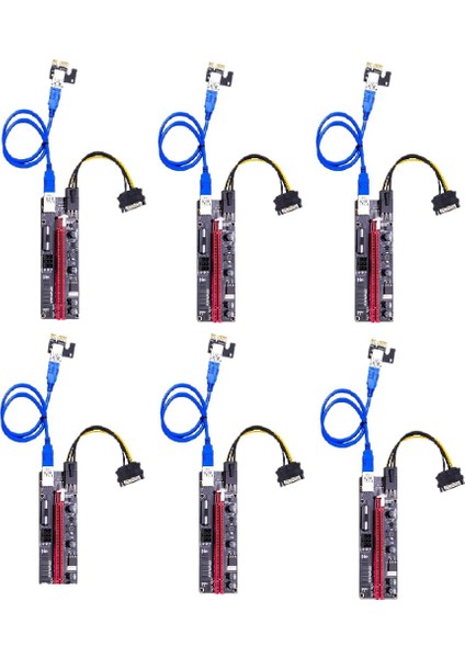 009S Pcı-E Yükseltici 1x Ila 16X USB Pcı Express Yükseltici Powered Adaptör Kartı 60 cm USB 3.0 Uzatma Kablosu 6 Adet (Yurt Dışından)