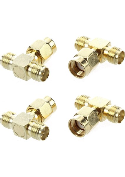 4 Adet Rp Sma Erkek - Iki Rp Sma Dişi Üçlü T Rf Adaptör Konnektörü 3 Yollu Splitter (Yurt Dışından)
