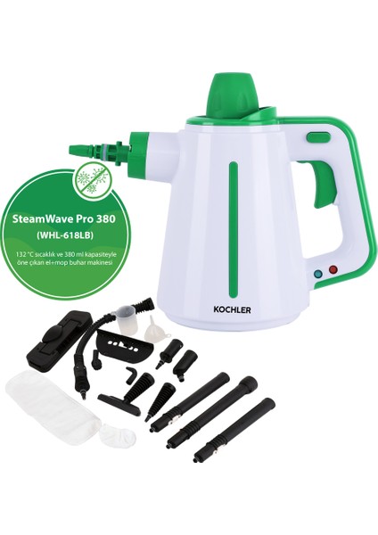 WHL-618LB 2-In-1 Buharlı Temizlik Makinesi – El Tipi ve Mop Özellikli, 132 Derece 380 ml