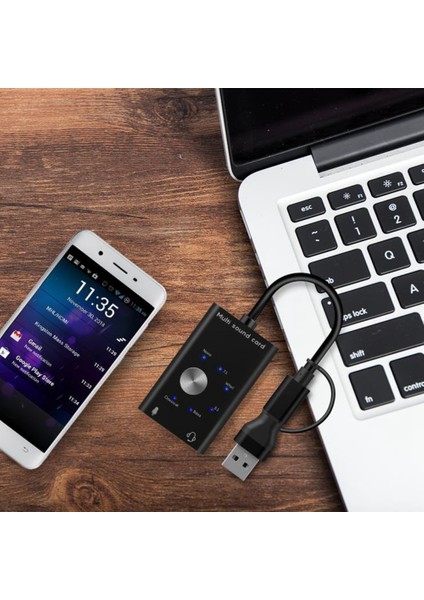 Harici Ses Kartı Usb2.0 Tip C Stereo Mikrofon Adaptörü Dizüstü Bilgisayar Kulaklığı Için Profesyonel Dönüştürücü (Yurt Dışından)
