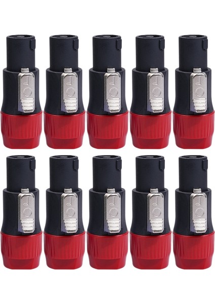 Sagrado 10 Adet/grup 4pin NL4FC Konektörü Ohm Soket Ses Hoparlör Kablosu Soket Adaptörü 4pin Hoparlör Dişi Soket Aksesuarı, Kırmızı (Yurt Dışından)