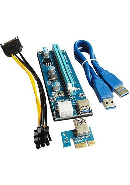 Sagrado Pcıe 1x - 16X Grafik Kartı Uzatma Kablosu Adaptör Kartı, Usb3.0 Uzatma Kablosu ve Sata Güç Kablosu (VER008C) (Yurt Dışından)