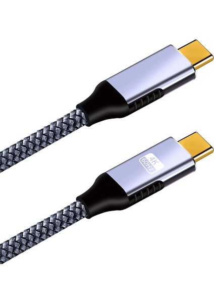 Sagrado Type-C - Type-C Kablosu 4K@60HZ Erkek - Erkek Adaptör 100W USB 2.0 Ses Video Aktarımı Şarj Cihazı Veri Kablosu, 2 M (Yurt Dışından)