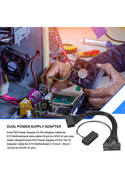 Sagrado 4 Adet Sata Kabloları, Atx Anakart 18AWG - 1ft Için Çift Psu Güç Kaynağı 24-Pin Adaptör Kablosu (Yurt Dışından) fırsatları