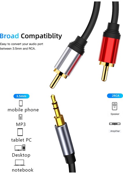Sagrado 3.5mm - 2rca Ses Kablosu Adaptörü Stereo 3.5 mm Splitter Kablo Aux Rca Y Kablosu Akıllı Telefon Hoparlörleri Tablet Mp3, 1.5 M (Yurt Dışından) indirimleri