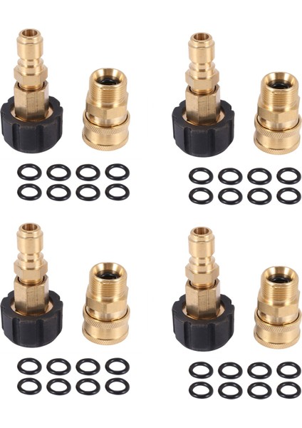 4x Basınçlı Yıkama Adaptörü Seti, Hızlı Bağlantı, M22 14MM DÖNER-M22 Metrik Bağlantı Elemanı, M22-14 Döner+3/8 Inç Fiş, 5000 (Yurt Dışından)