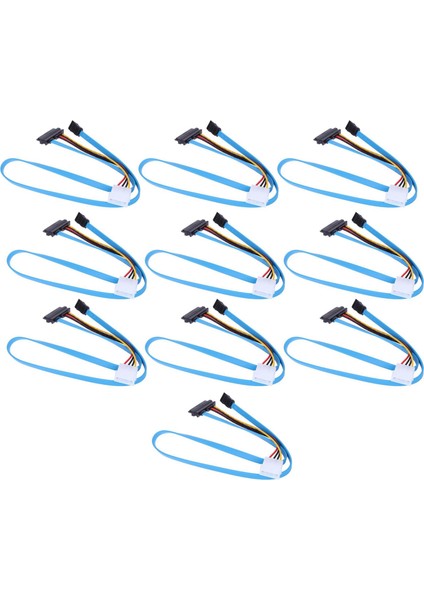 Sagrado 10 Adet Sata Kablosu Sas 29PIN + 4pın Erkek Kadın Güç Adaptörü Seri Sata Ata Kablosu Sabit Disk Veri Kablosu 70 cm (Yurt Dışından)