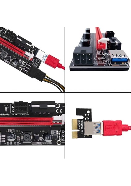 Sagrado VER009S 3'ü 1 Arada Güç Arayüzü PCI-E1X - 16X Uzatma Kablosu USB 3.0 Grafik Genişletici Pcı Adaptör Kartı (Yurt Dışından) modelleri