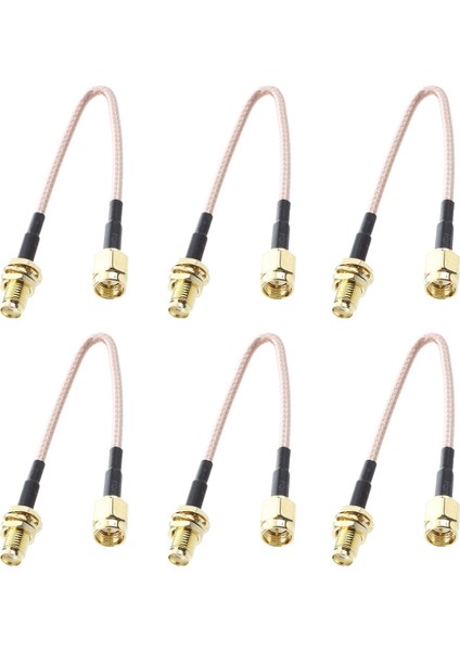 6x Sma Dişi Sma Erkek F/m Anten Bağlantı Kablosu Adaptörü Siyah + Altın (Yurt Dışından)