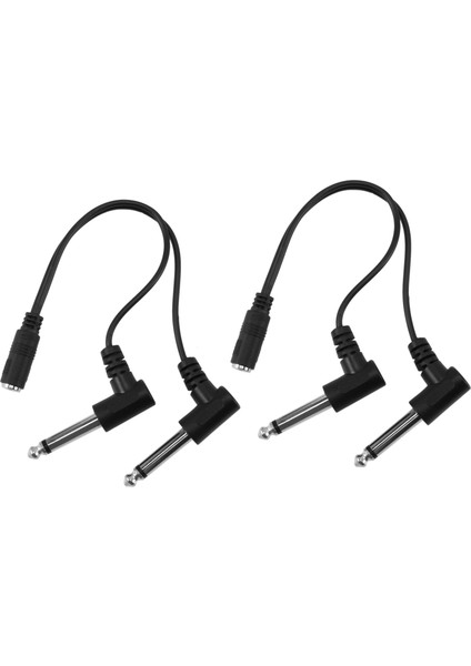 2x 3.5mm Mini 1/8 Inç Stereo Dişi Çift 1/4 6.35MM Erkek Tak Mono Açı Ses Adaptörü (Yurt Dışından)