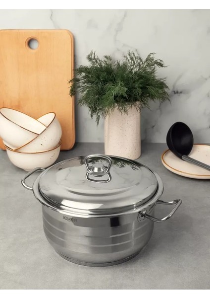 BON2106 Çelik Derin Tencere 28X18 cm 11 Litre