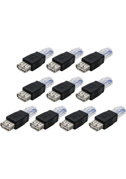 10 Adet USB A Dişi Ethernet RJ45 Erkek Adaptör Konnektör Yönlendirici Adaptör USB RJ45 Dişi A Ethernet Internet RJ45 (Yurt Dışından)
