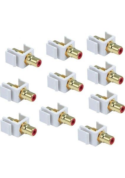 10 Paket Rca Jak E Konnektörü Dişi Geçmeli Adaptör Bağlantı Noktası Duvar Plakası Için Altın Kaplama Inline Bağlayıcı, Kırmızı (Yurt Dışından)